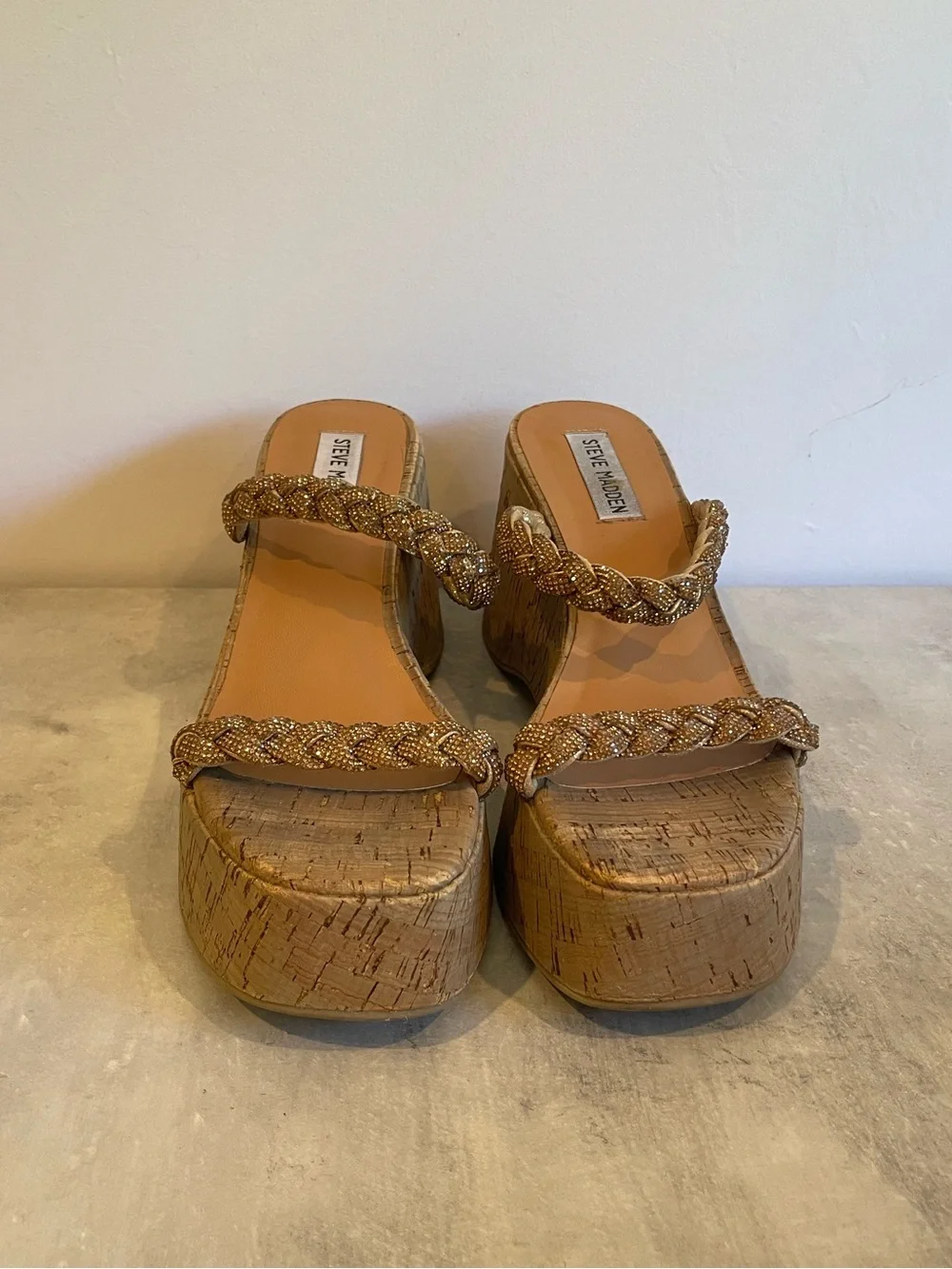 Steve Madden Danya Rhinestone Wedge Sandals - size 7